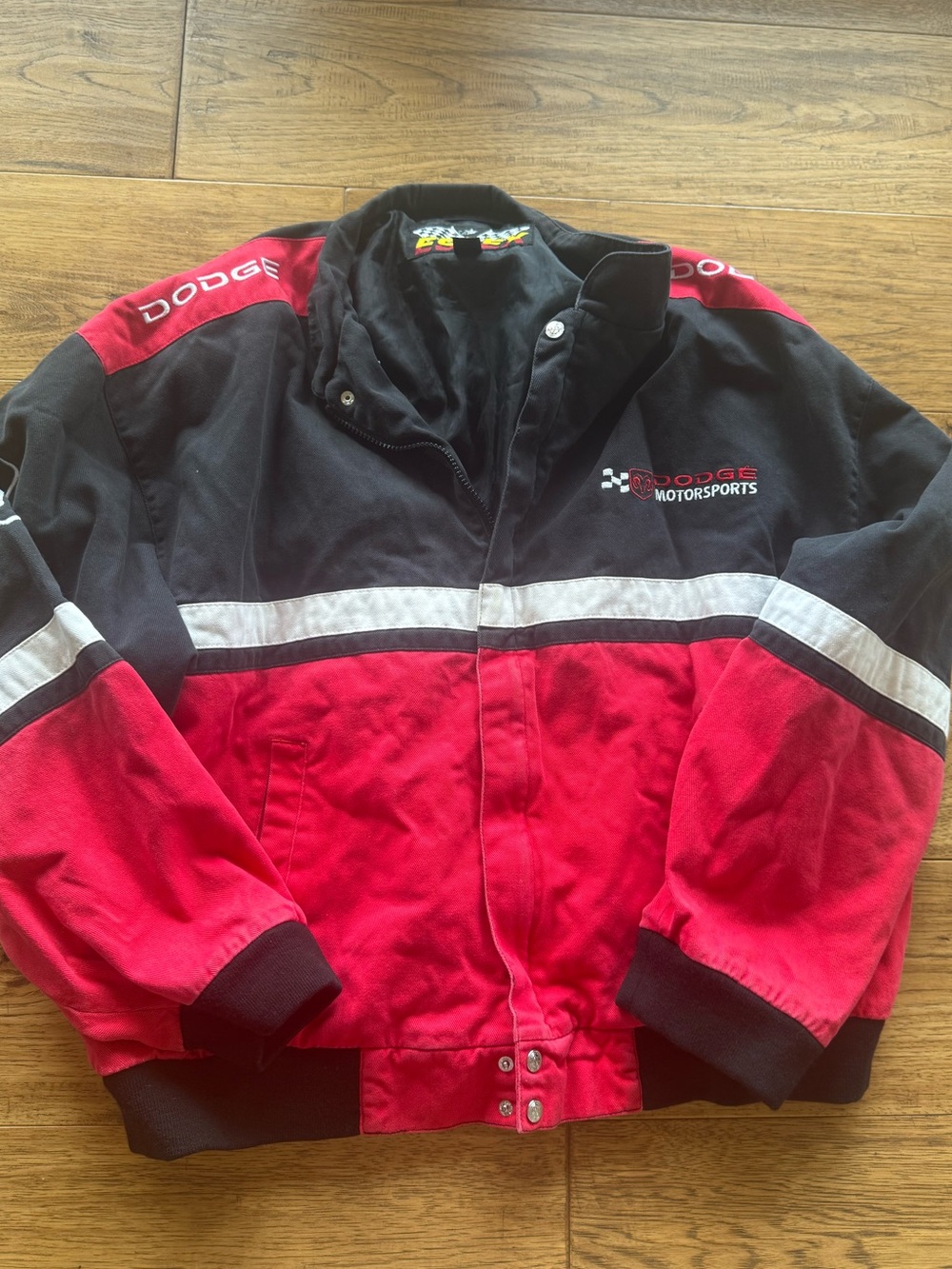 Vintage Essex Dodge Motorsports Nascar Racing Jacket Mens XL Black Red Full Zip